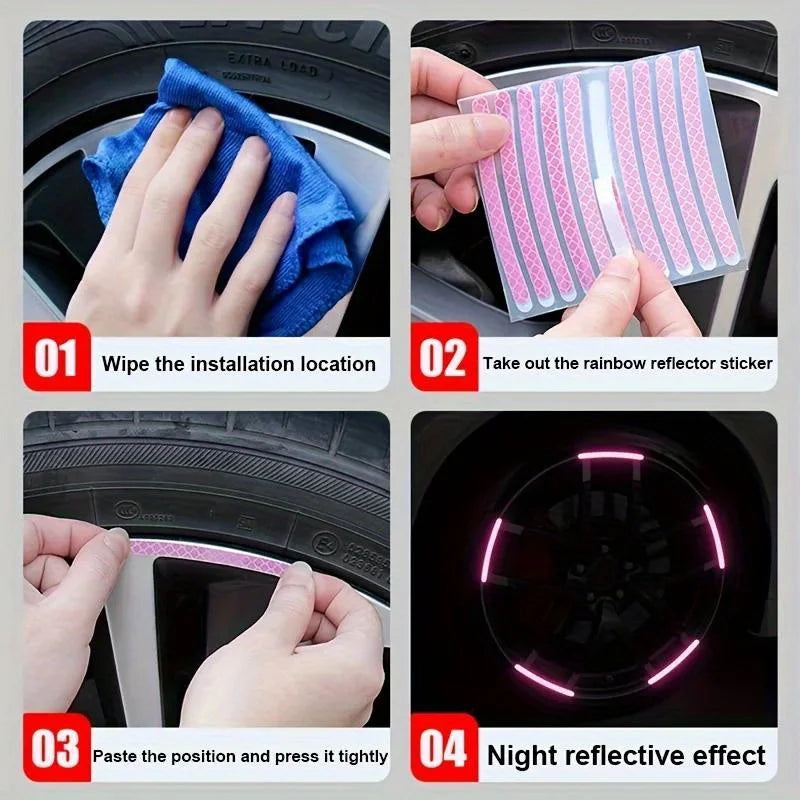 Reflective Tire Rim Stickers for Car Wheels – Glow in Dark