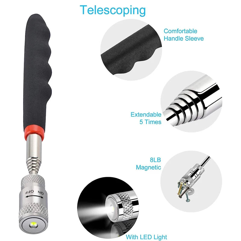Telescopic Magnetic Pickup Pen with Pocket Clip
