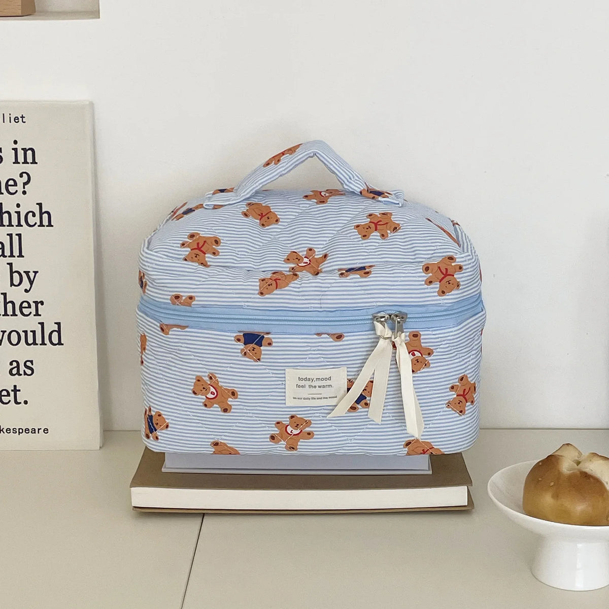 Striped Bear Large-Capacity Makeup Bag