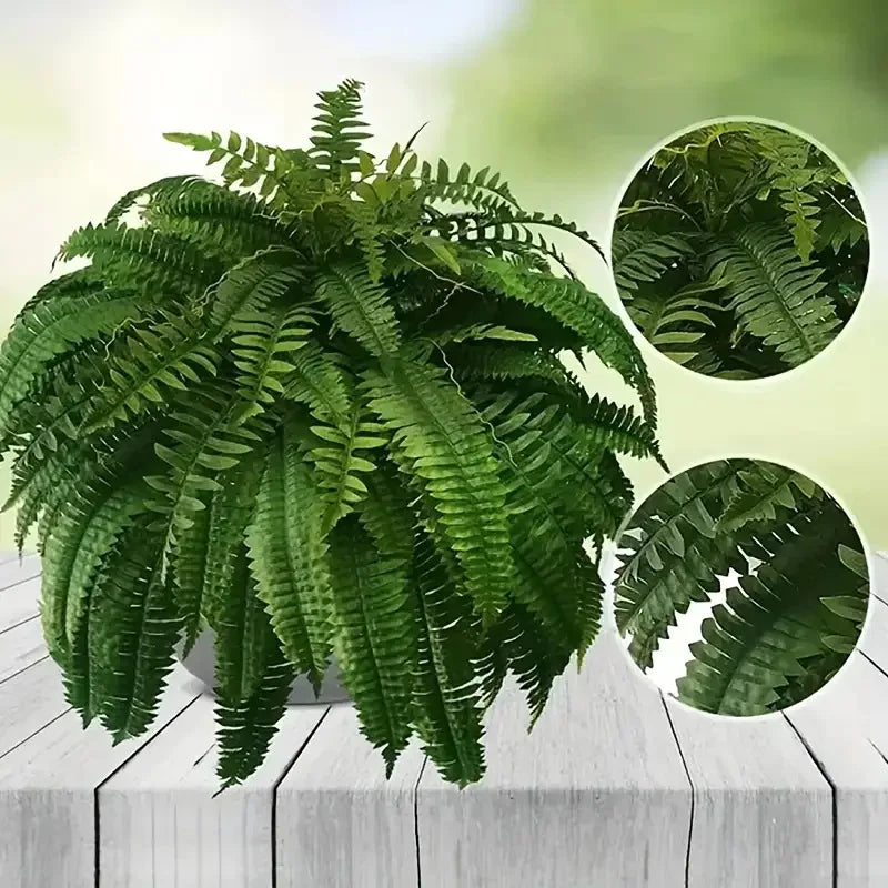 Lifelike Artificial Boston Fern with 21 Detailed Leaves