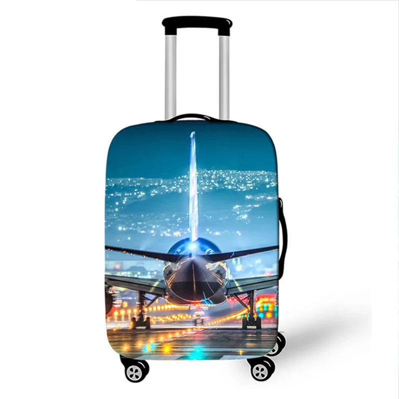 Elastic Aircraft Print Luggage Protector Cover