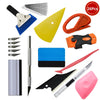 Conjunto de herramientas profesionales para instalación de película tint de coche, incluyendo cuchillas, cortadores y kits de