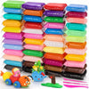 A set of 48 colored air dry clay blocks and sculpting tools arranged in a plastic bag.