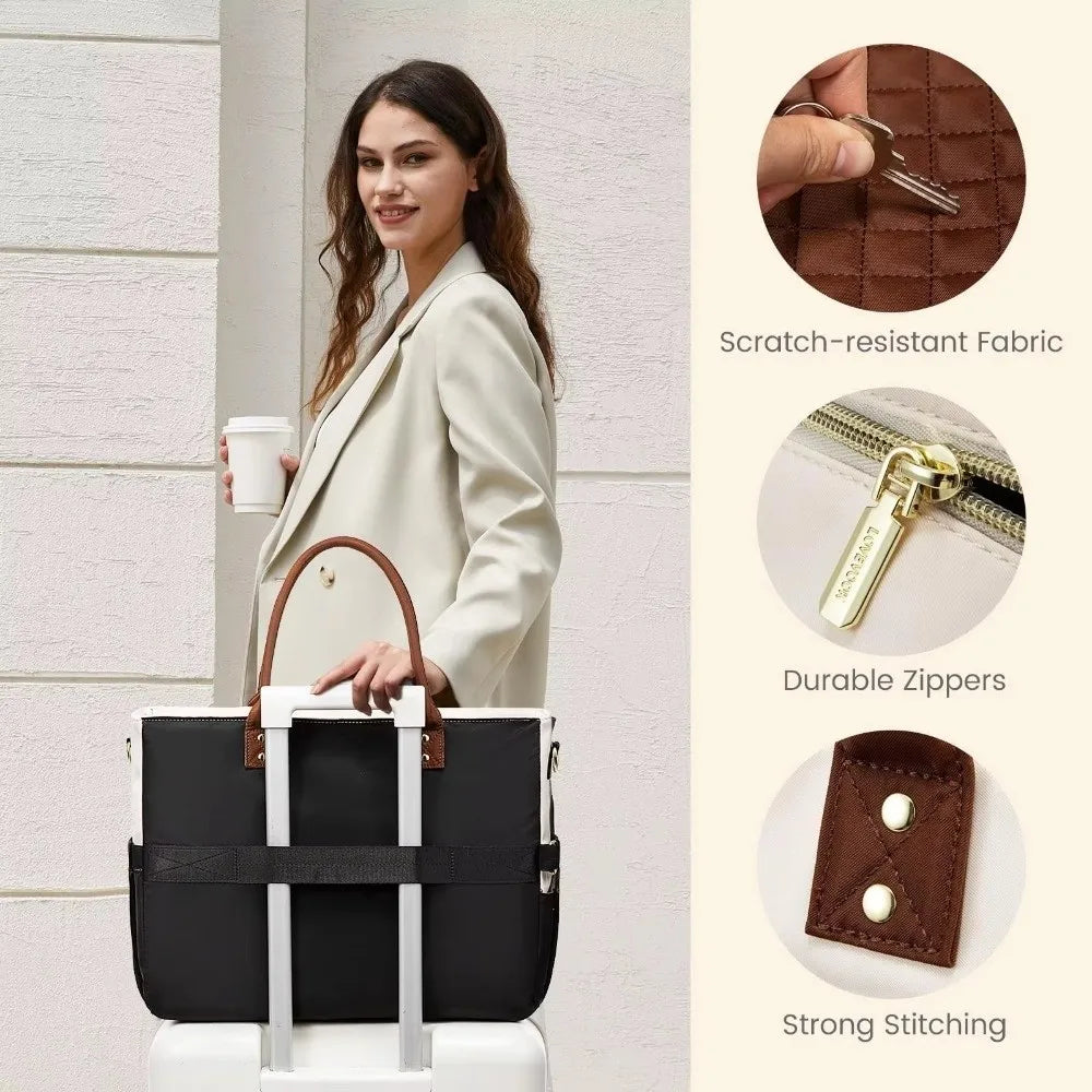 Versatile Water-Resistant Tote Bag with Laptop Sleeve and Cup Holder
