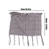 Black and white plaid farmhouse oven skirt with ruffled trim