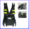 Black chest harness pouch for hands-free carrying of walkie-talkies and radios