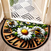 Half Circle Flower Print Non-Slip Entryway Mat