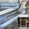 A white paintbrush applies a transparent waterproof coating to a window frame, demonstrating an invisible sealant.