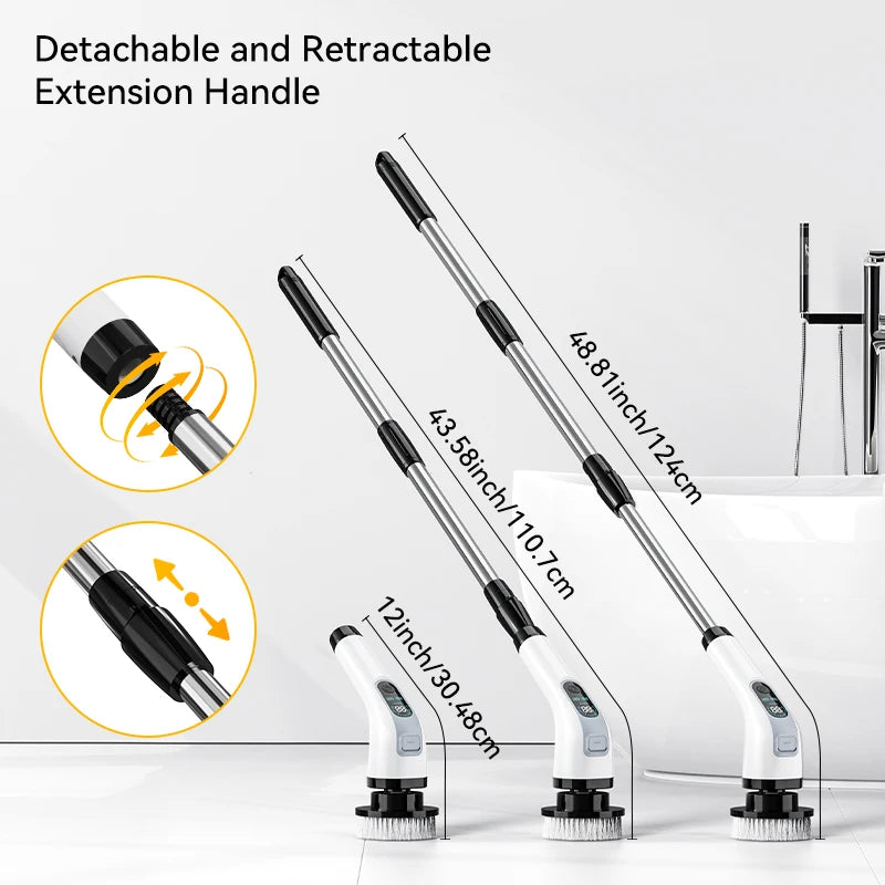 Kabelloser Elektrischer Spin-Scrubber mit ausziehbarem Griff