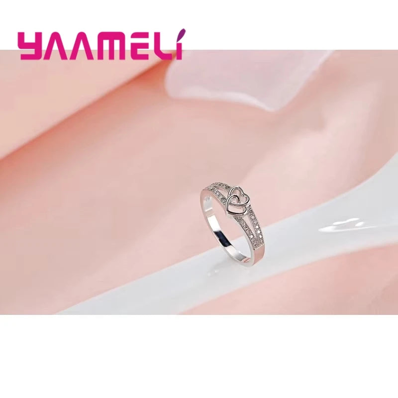 Sterling Silver Heart Engagement Ring for Women