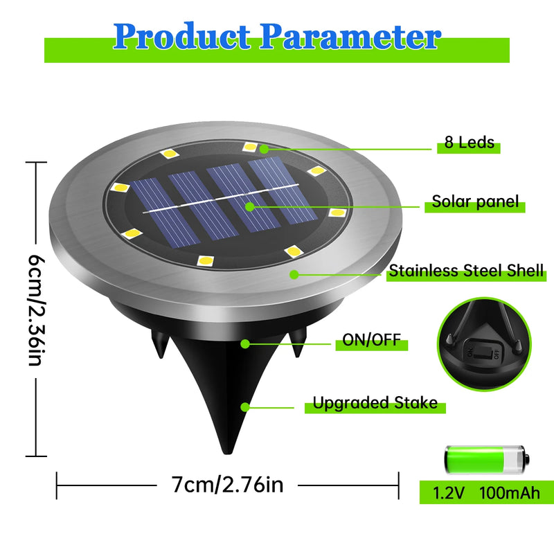 Solar-Powered LED In-Ground Pathway Lights