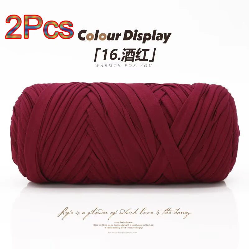 Elastic T-Shirt Yarn for Crochet and Knitting (2-Pack, 50m Each)