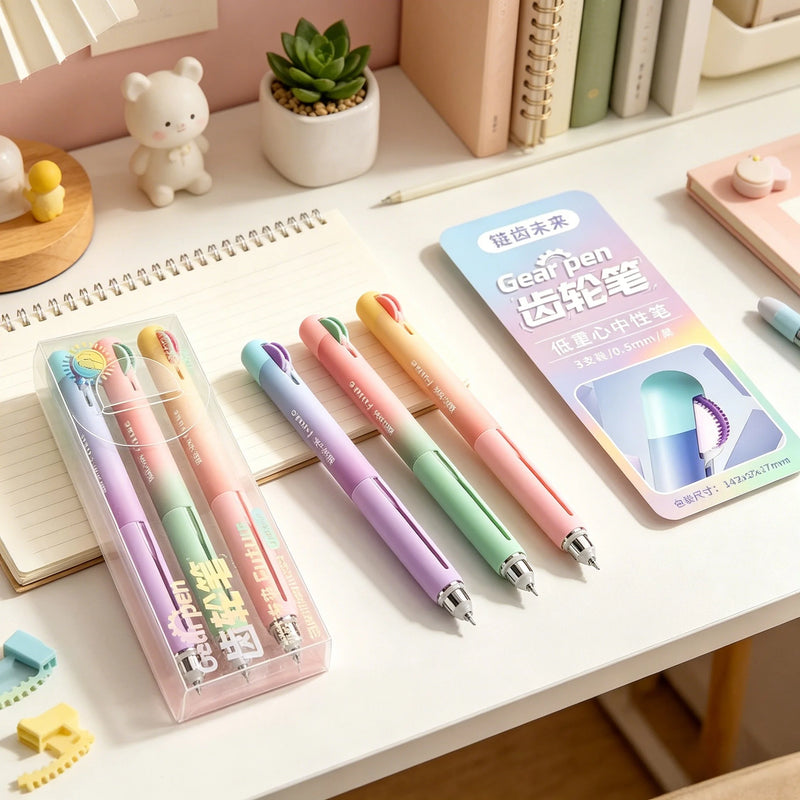 Gear Mechanism Fidget Pen with Retractable 0.5mm Tip