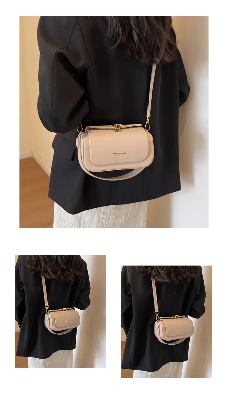 Classic Retro Crossbody Shoulder Bag with Textured Flap