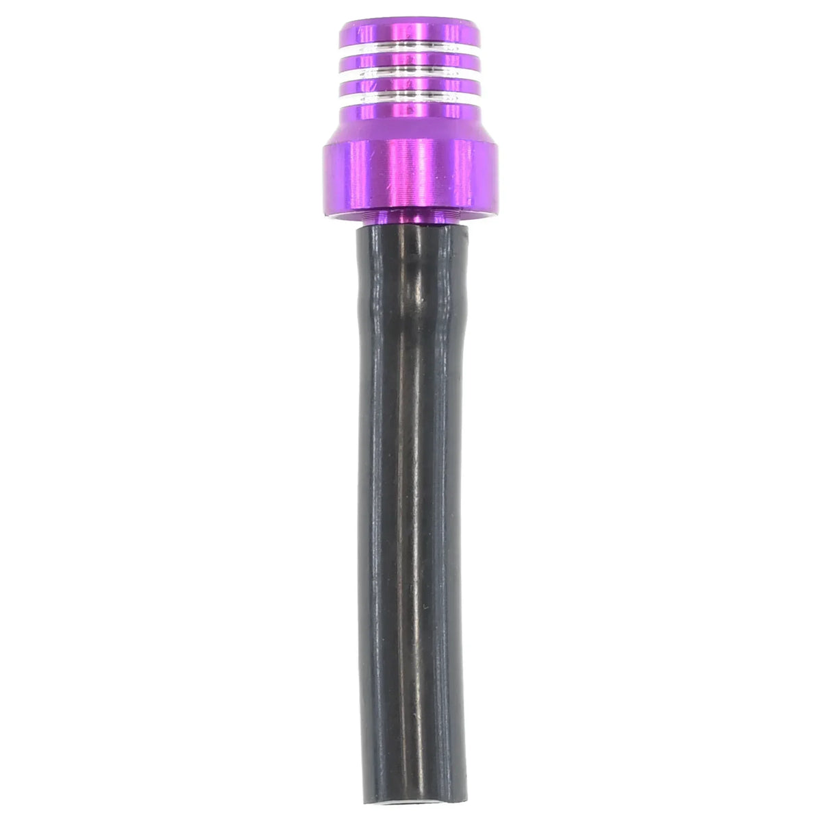 A motorcycle fuel tank breather valve with a purple threaded top and a black cylindrical body.