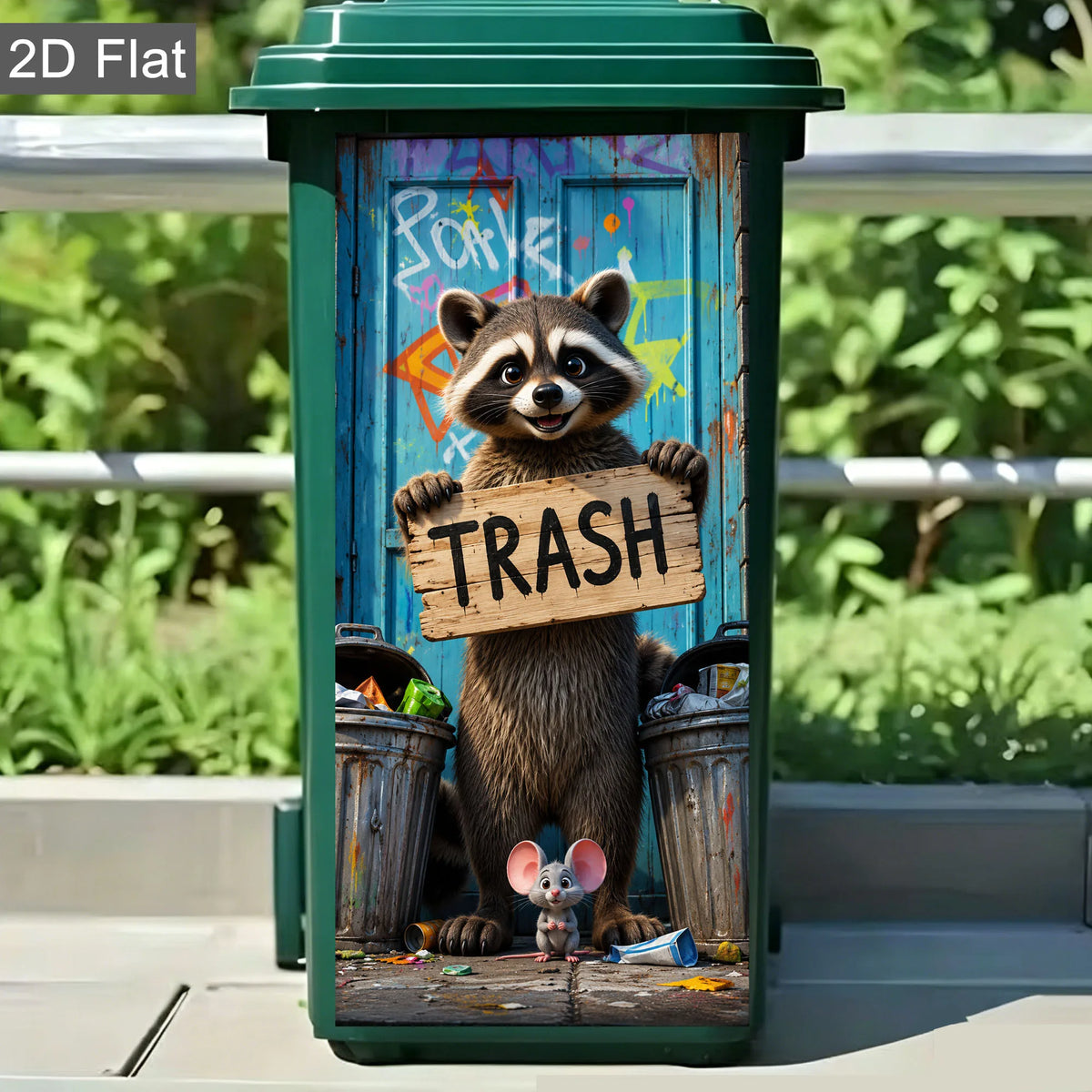 Raccoon Wheelie Bin Decal - Waterproof Outdoor Sticker