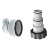 A white pool hose adapter kit with a threaded connection for filter pumps.