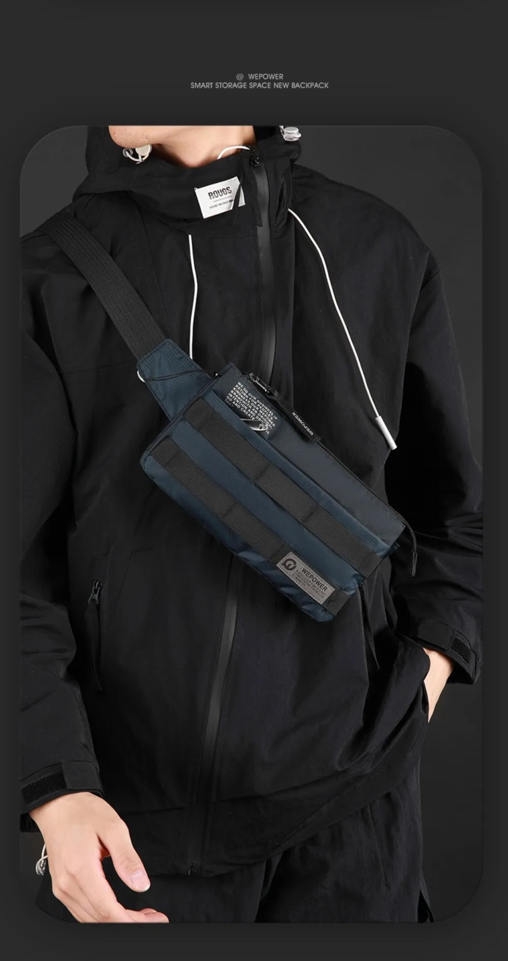 Vintage Style Crossbody Chest Bag for Men – Compact Nylon Shoulder Pack
