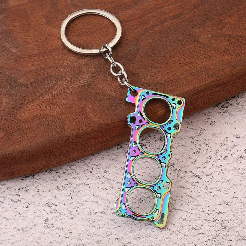 Gearbox Keychain with Turbo Hub and Brake Disc Pendant