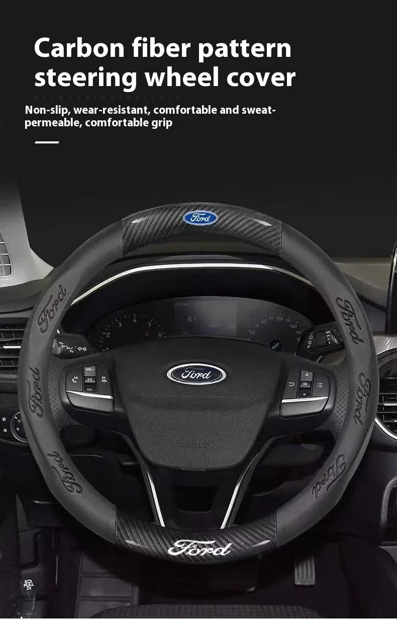 Carbon Fiber Steering Wheel Cover for Ford Models