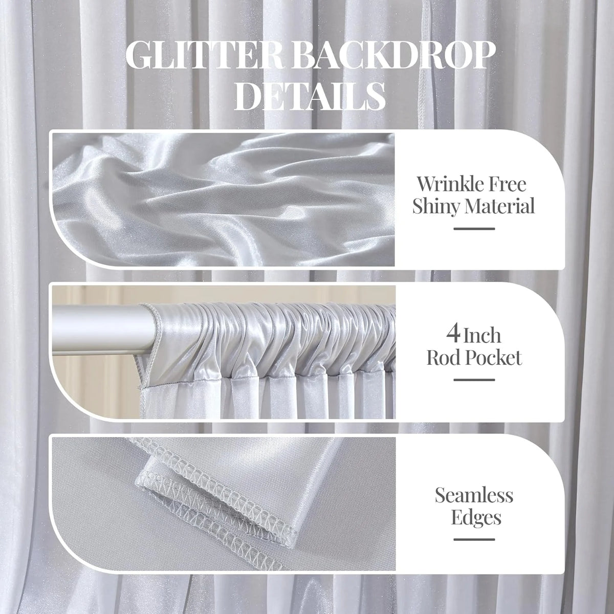 Shimmering Satin Backdrop Curtain Panels