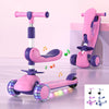 Kids 3-Wheel LED Light-Up Scooter with Adjustable Handlebar & Removable Seat