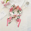 Floral Print Silk Hair Scarf for Women – Long Ribbon Headband