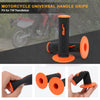 Orange and black motorcycle handlebar grips for 7/8 inch handlebars shown in various angles