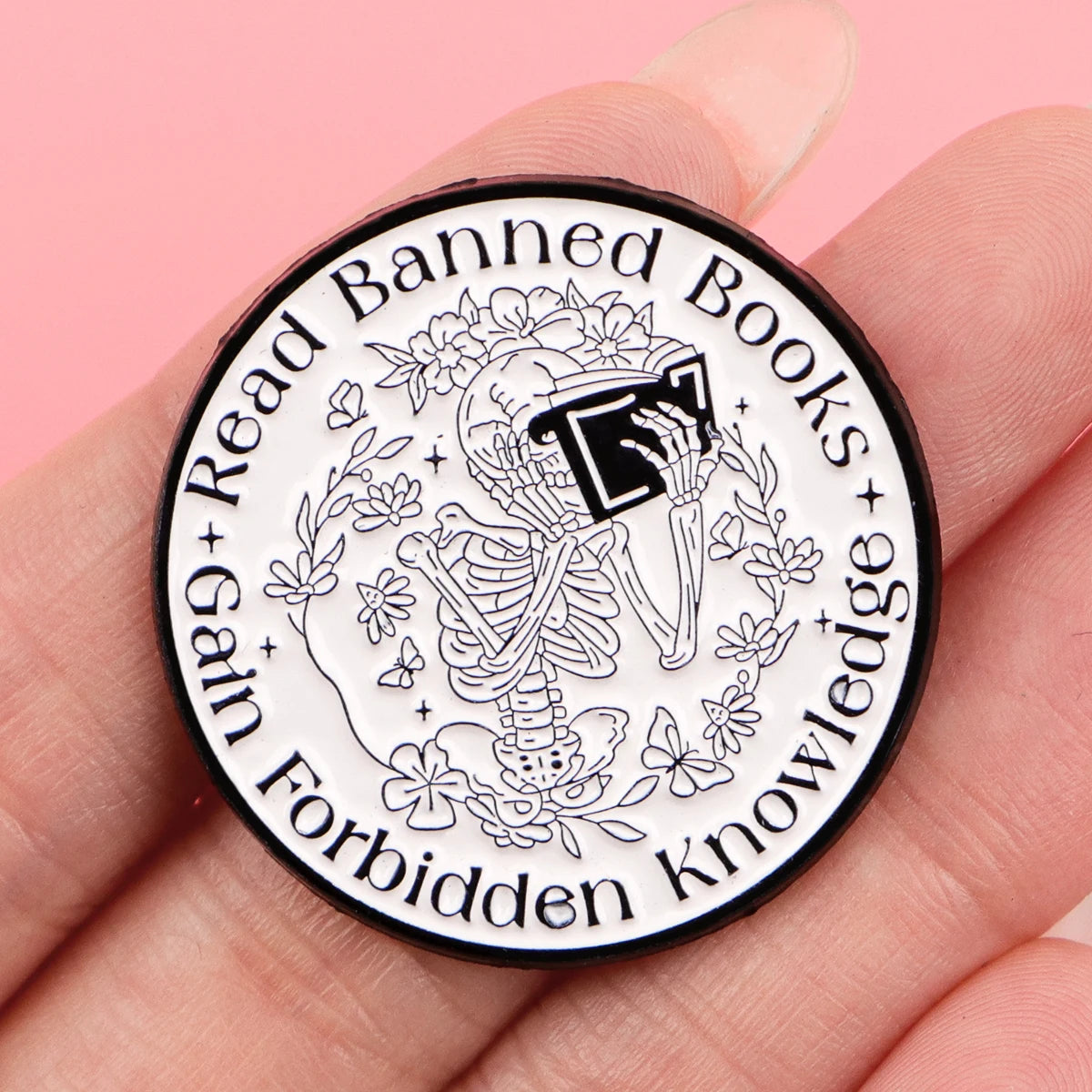 Just One More Chapter Enamel Pin for Book Lovers