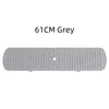 A grey silicone faucet drain mat designed for countertop protection.