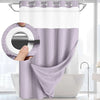 Double-Layer Waffle Shower Curtain with Built-in Snap Liner
