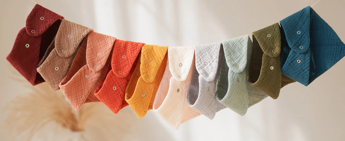 100% Cotton Muslin Baby Bibs with Adjustable Snaps – Multi-Use Drool & Burp Cloths (10/20/30 Pack)