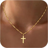 18K Gold-Plated Stainless Steel Cross Necklace