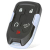 A black remote key fob with five buttons, including lock and unlock symbols, for a Chevrolet Silverado GMC Sierra 2019-2021 v