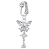 Schmetterling Clip-On Bauchnabelring mit rosa Zirkon