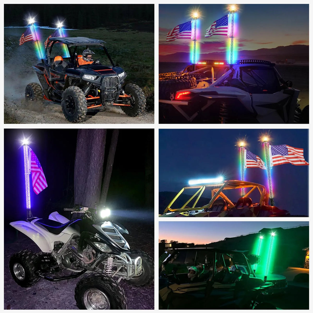 2-Pack LED Whip Lights with App & Remote Control