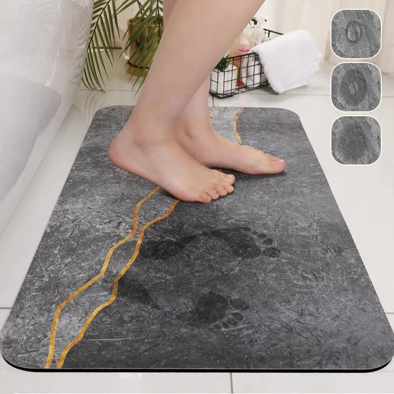 Ultra-Absorbent Diatomite Bath Mat with Non-Slip Rubber Base