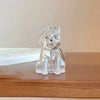 Clear glass keepsake fur storage pendant keychain shaped like a sitting cat