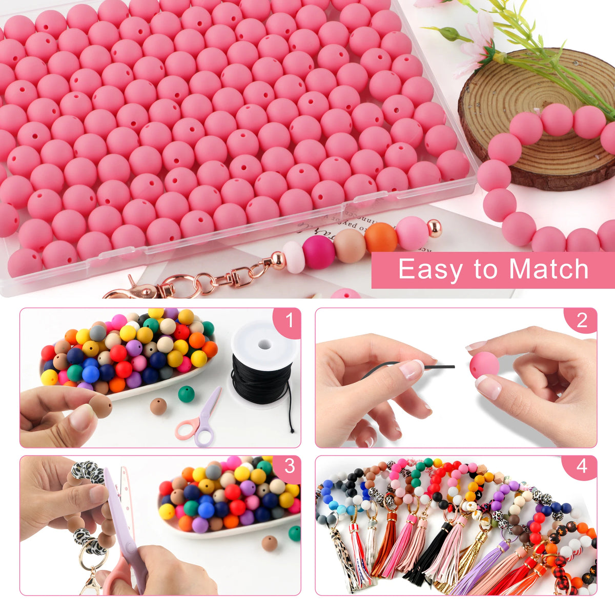 Food-Grade Silicone Beads for Jewelry Making – 3 Sizes