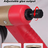 A red foam glue spray regulator with a flow control mechanism showing both closed and open valve positions.