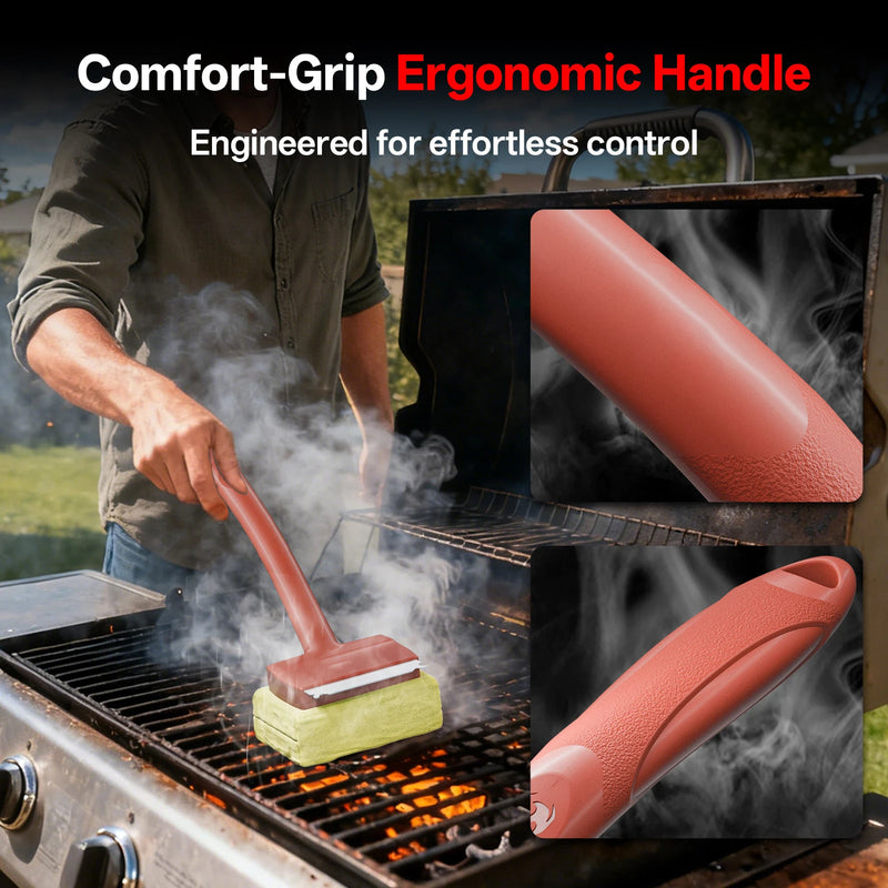 Bristle-Free Grill Cleaning Brush with Scraper