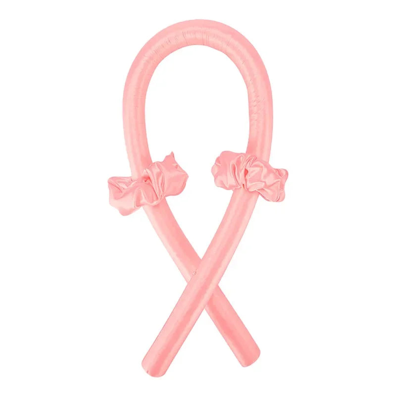 Diadema de seda sin calor rosa con detalle de lazo
