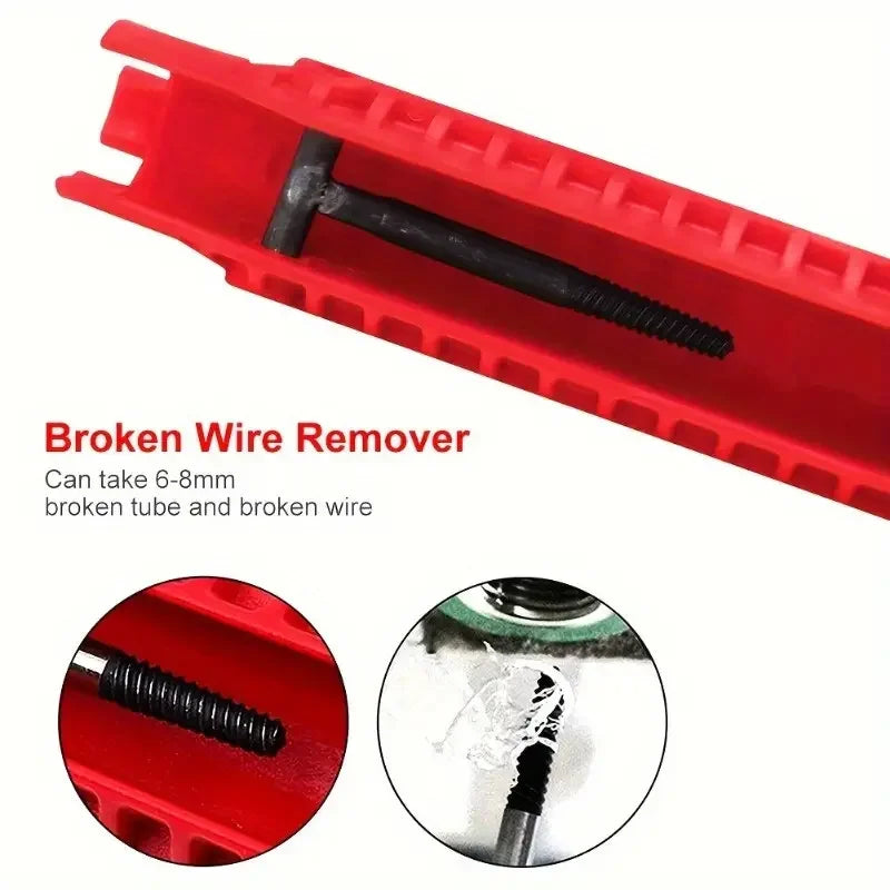 Red wire remover tool with a screwdriver tip for breaking broken tubes and wires