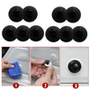 Three sets of black silicone pads for car door anti-collision protection shown with installation steps.