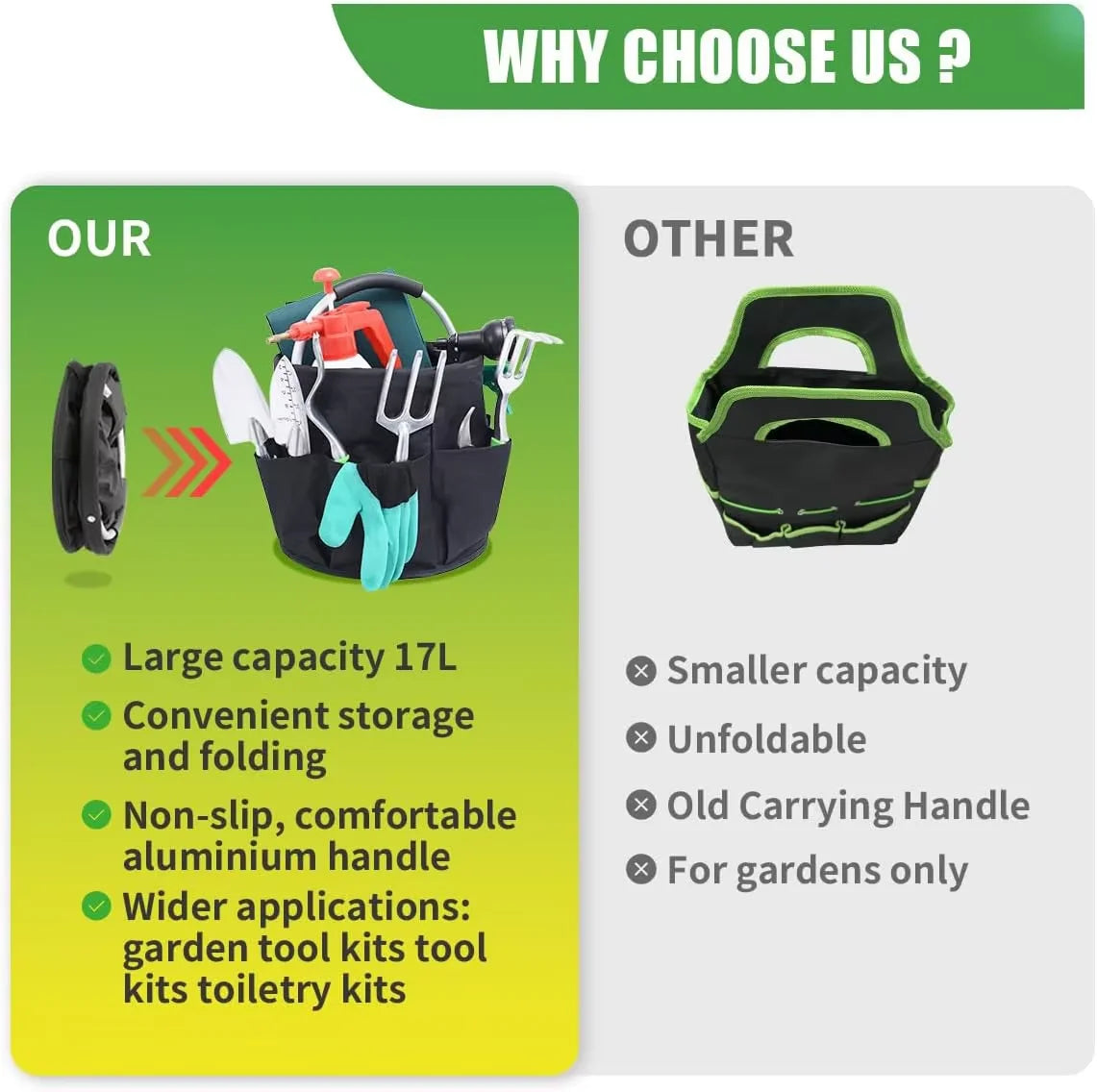 Foldable 17L Storage Organizer Basket with Carry Handle