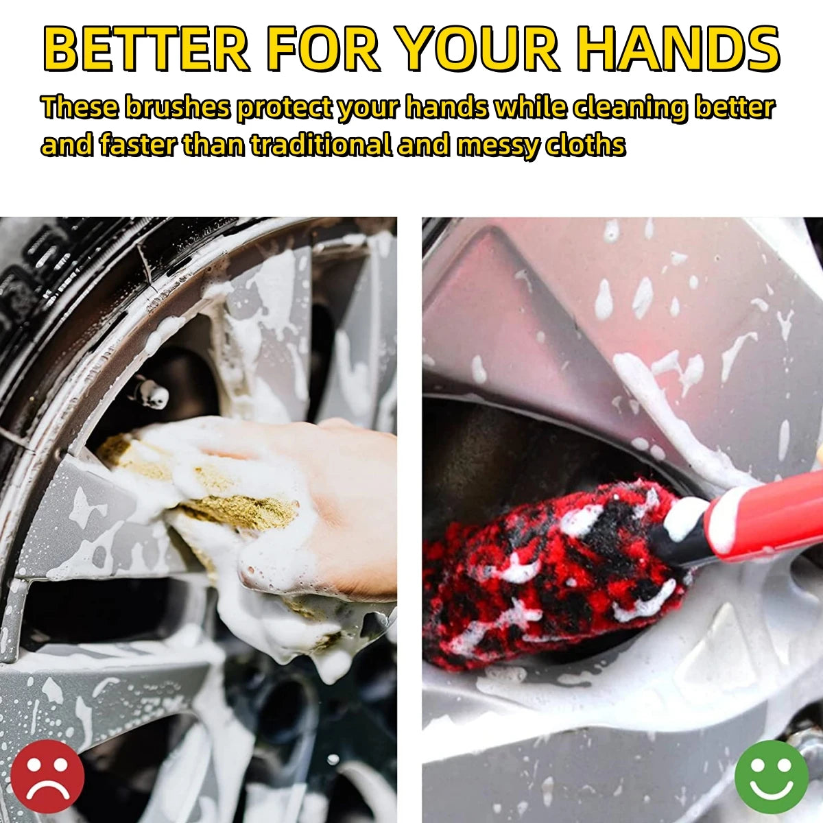 Bendable Wheel Cleaning Brush Set for Car Rims and Tires