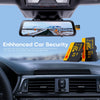 A display showing an enhanced car security camera mounted on a vehicle dashboard.