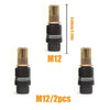 Set of M12 manual rivet nut tools with interchangeable heads, shown in black and gold.