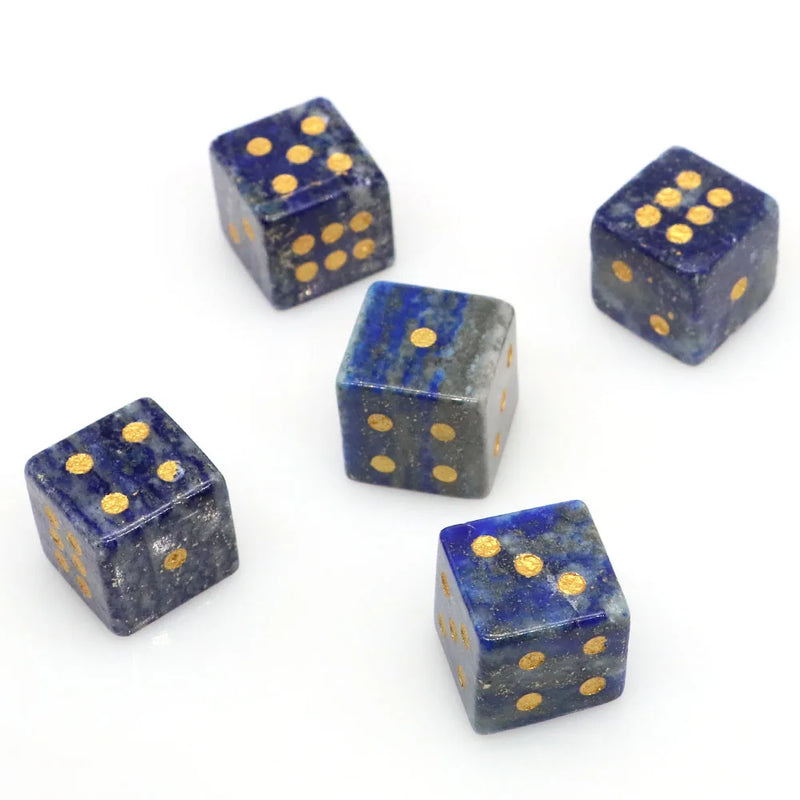 Würfel aus Naturstein D6 – Lapislazuli & Obsidian