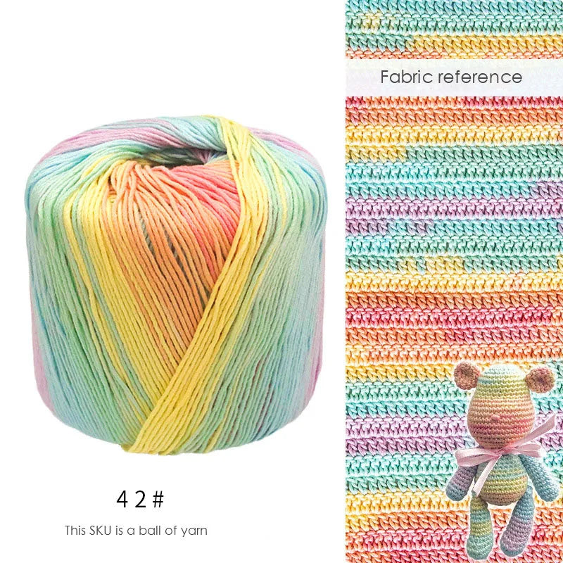 Pearl Rainbow Gradient Cotton Yarn - Soft Hand Knitting Thread